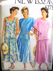 6273 NL DROP WAIST BOXY LONG DRESS SLVS OR NOT PATTERN 8-18
